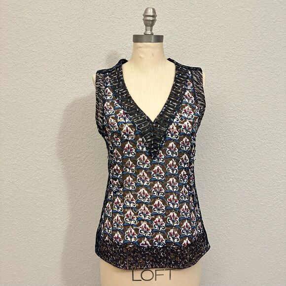 BRYON LARS Beauty Mark Lasercut Top Multi Floral Sleeveless Goth - Picture 1 of 10